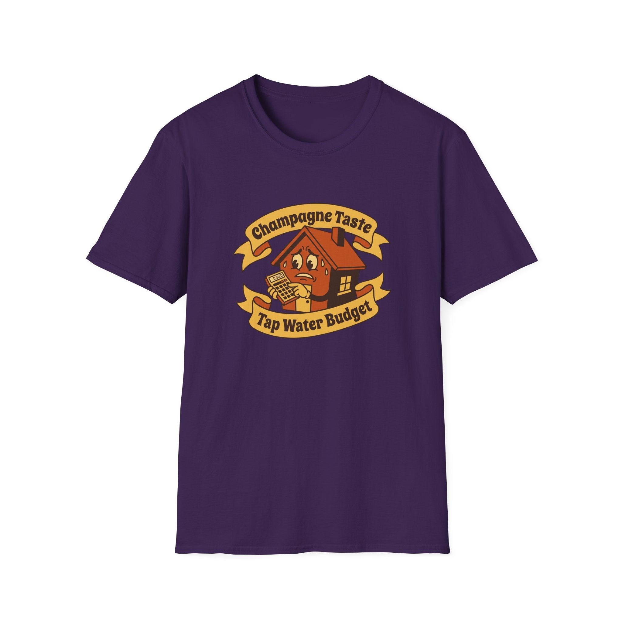 T-Shirt — "Champagne Taste, Tap Water Budget" Retro House Graphic Tee