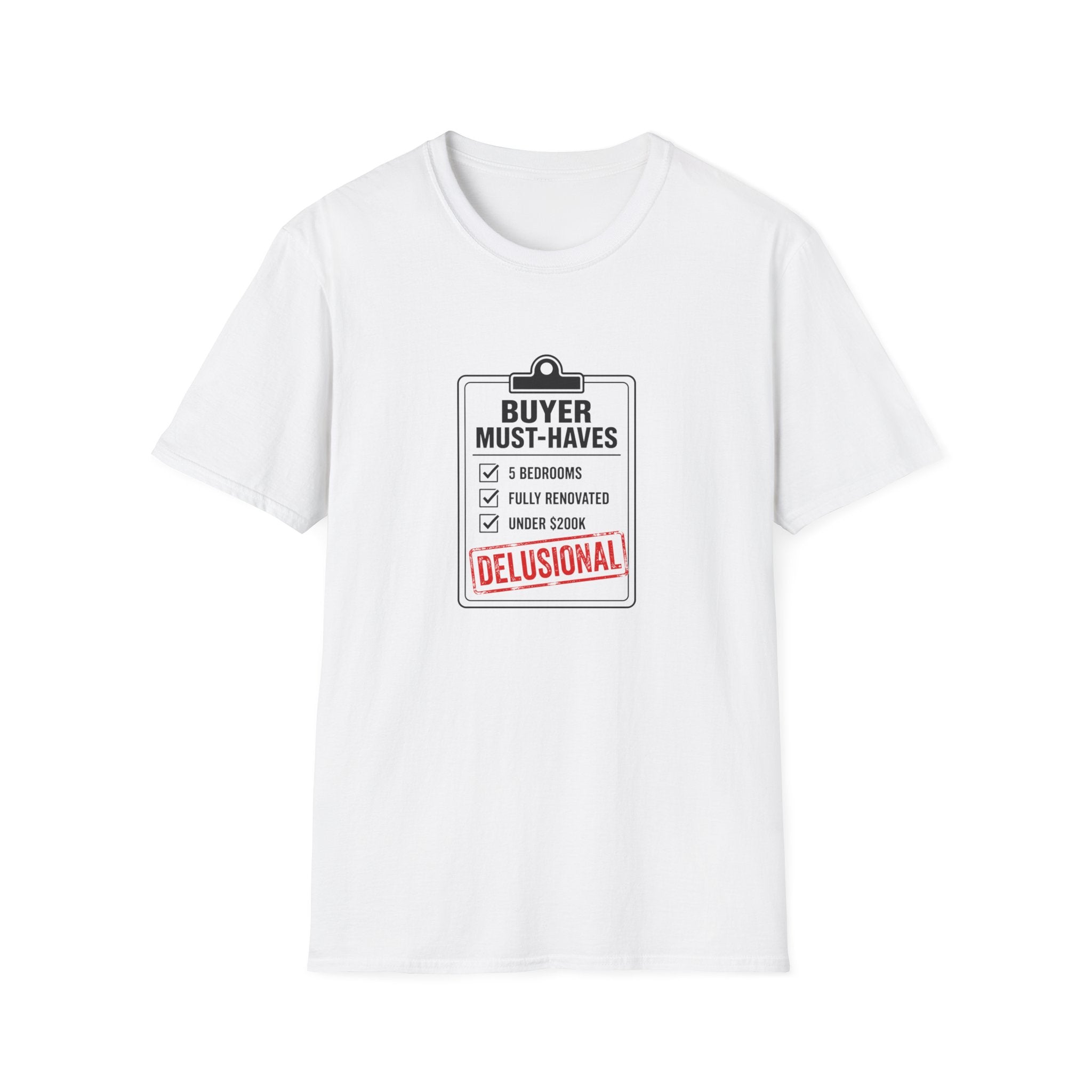 T-Shirt — "Buyer Must-Haves" Real Estate Checklist Graphic Tee