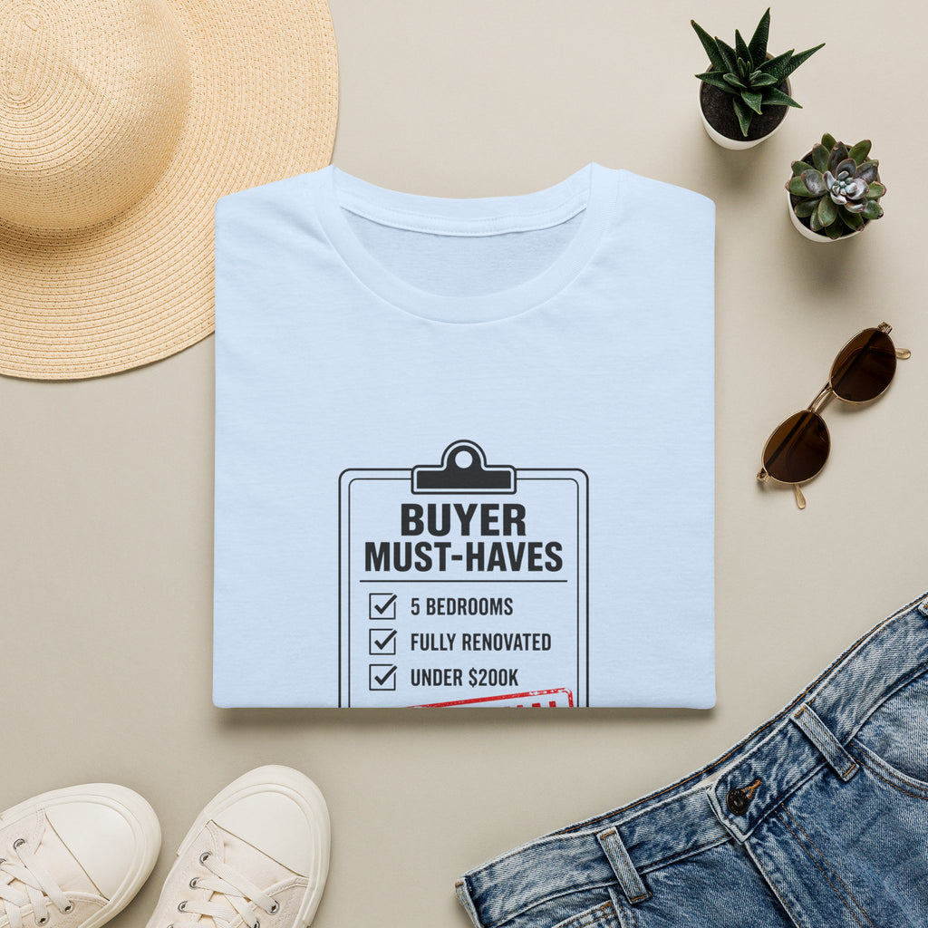 T-Shirt — "Buyer Must-Haves" Real Estate Checklist Graphic Tee