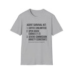 Agent Survival Kit T-Shirt — Funny Real Estate Agent Shirt (Coffee, Open House Cookies)