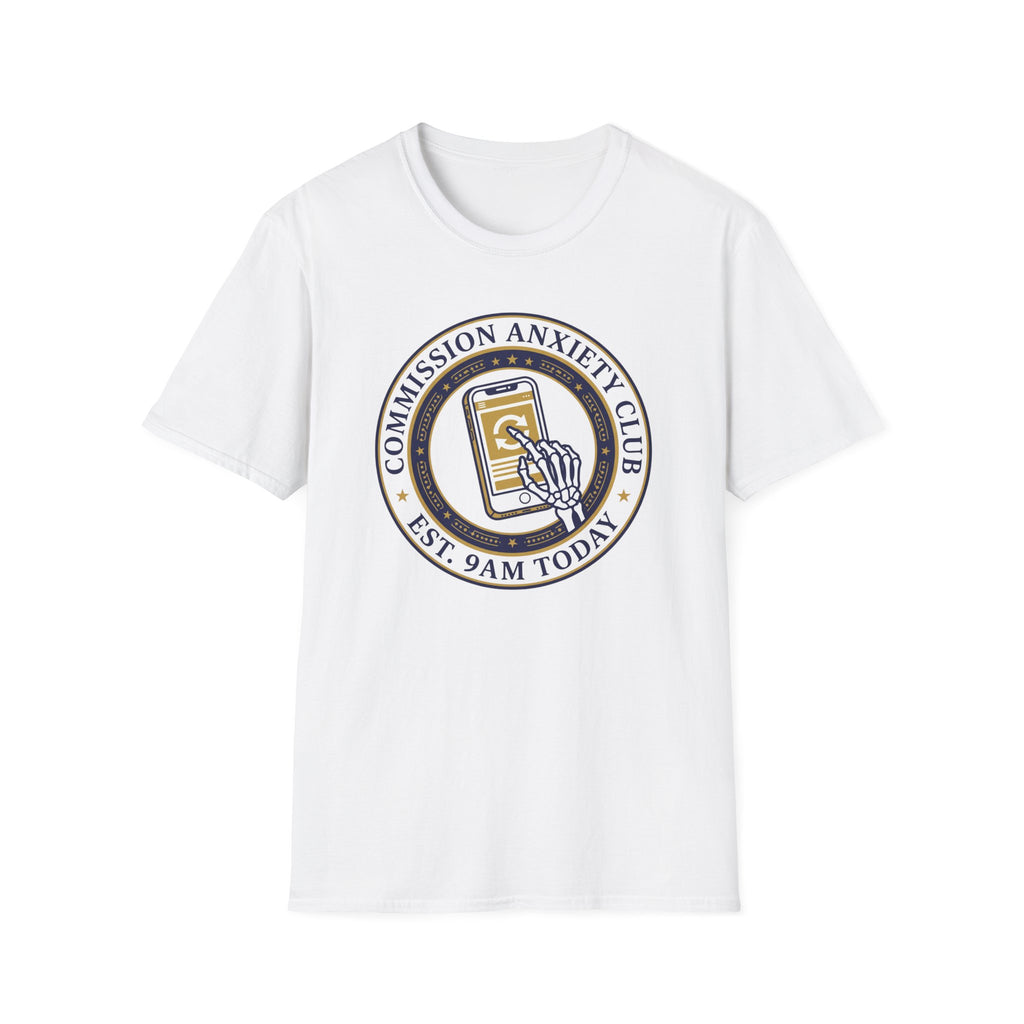 T-Shirt — "Commission Anxiety Club" Graphic Tee (Est. 9AM Today) — Artist Humor, Freelance & Creator Gift