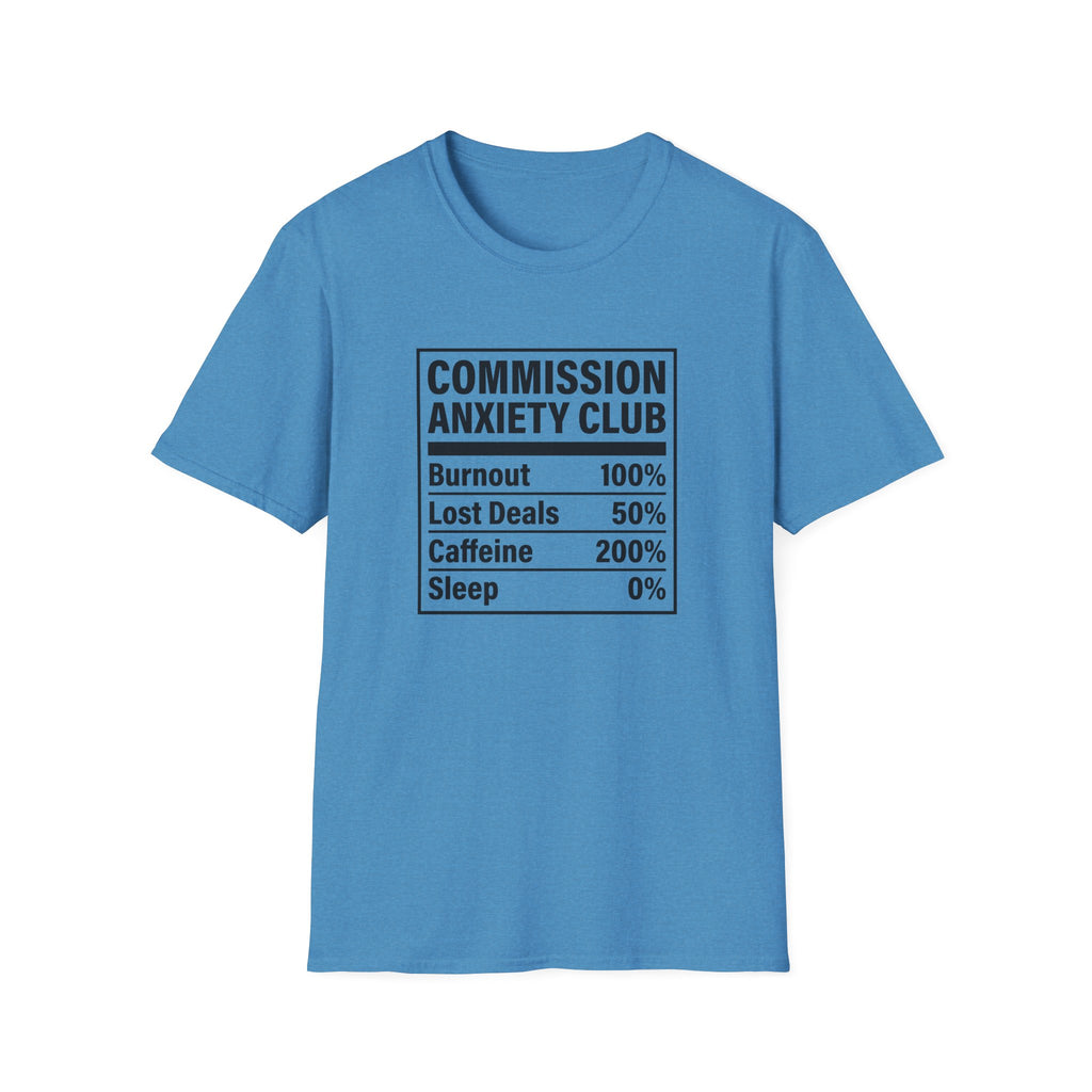 Commission Anxiety Club T-Shirt — Burnout 100%, Caffeine 200% Graphic Tee