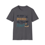 T-Shirt — "My Body Is At This Open House, My Mind Is On A Beach" Beach House Real Estate Tee