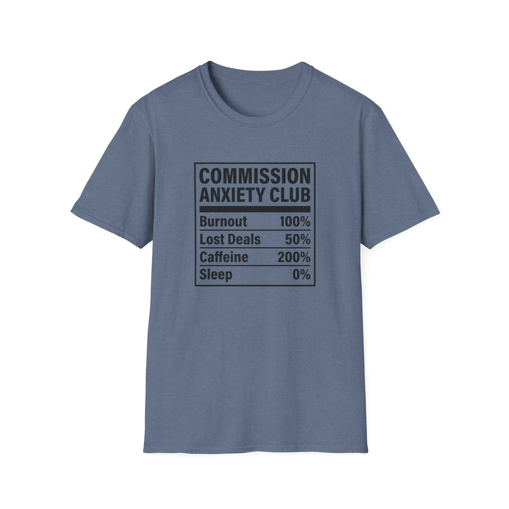 Commission Anxiety Club T-Shirt — Burnout 100%, Caffeine 200% Graphic Tee