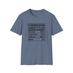 Commission Anxiety Club T-Shirt — Burnout 100%, Caffeine 200% Graphic Tee