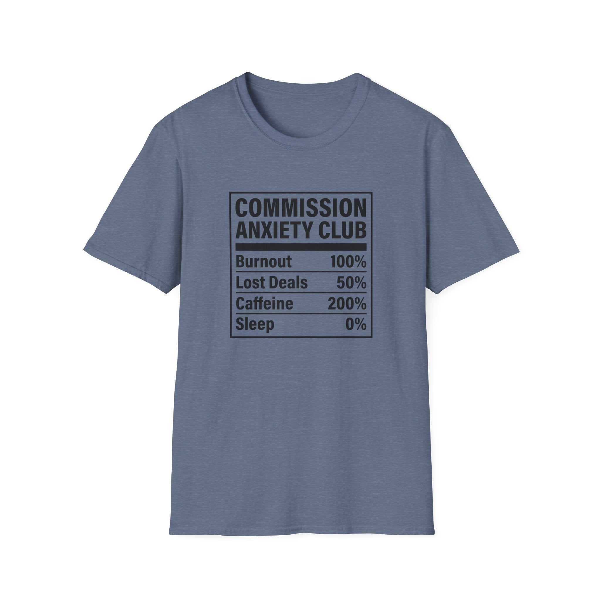 Commission Anxiety Club T-Shirt — Burnout 100%, Caffeine 200% Graphic Tee