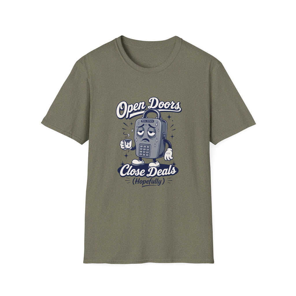 T-shirt Open Doors Close Deals T-Shirt — Real Estate Agent Funny Graphic Tee