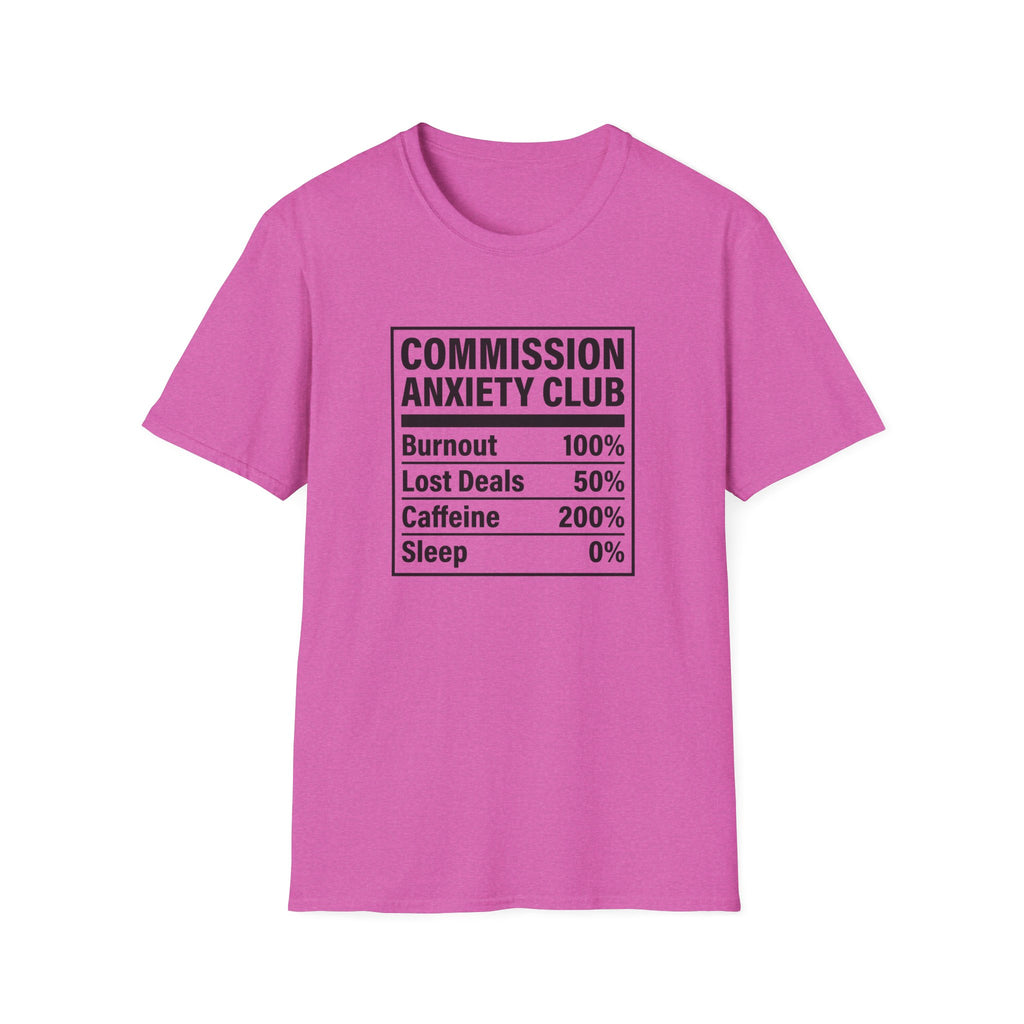Commission Anxiety Club T-Shirt — Burnout 100%, Caffeine 200% Graphic Tee