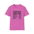 Commission Anxiety Club T-Shirt — Burnout 100%, Caffeine 200% Graphic Tee