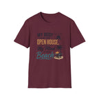 T-Shirt — "My Body Is At This Open House, My Mind Is On A Beach" Beach House Real Estate Tee
