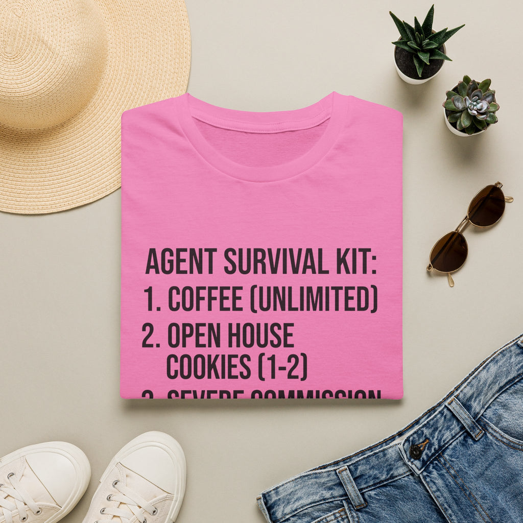 Agent Survival Kit T-Shirt — Funny Real Estate Agent Shirt (Coffee, Open House Cookies)