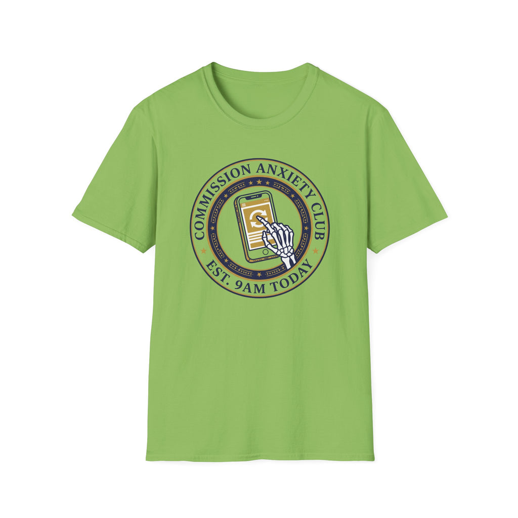 T-Shirt — "Commission Anxiety Club" Graphic Tee (Est. 9AM Today) — Artist Humor, Freelance & Creator Gift
