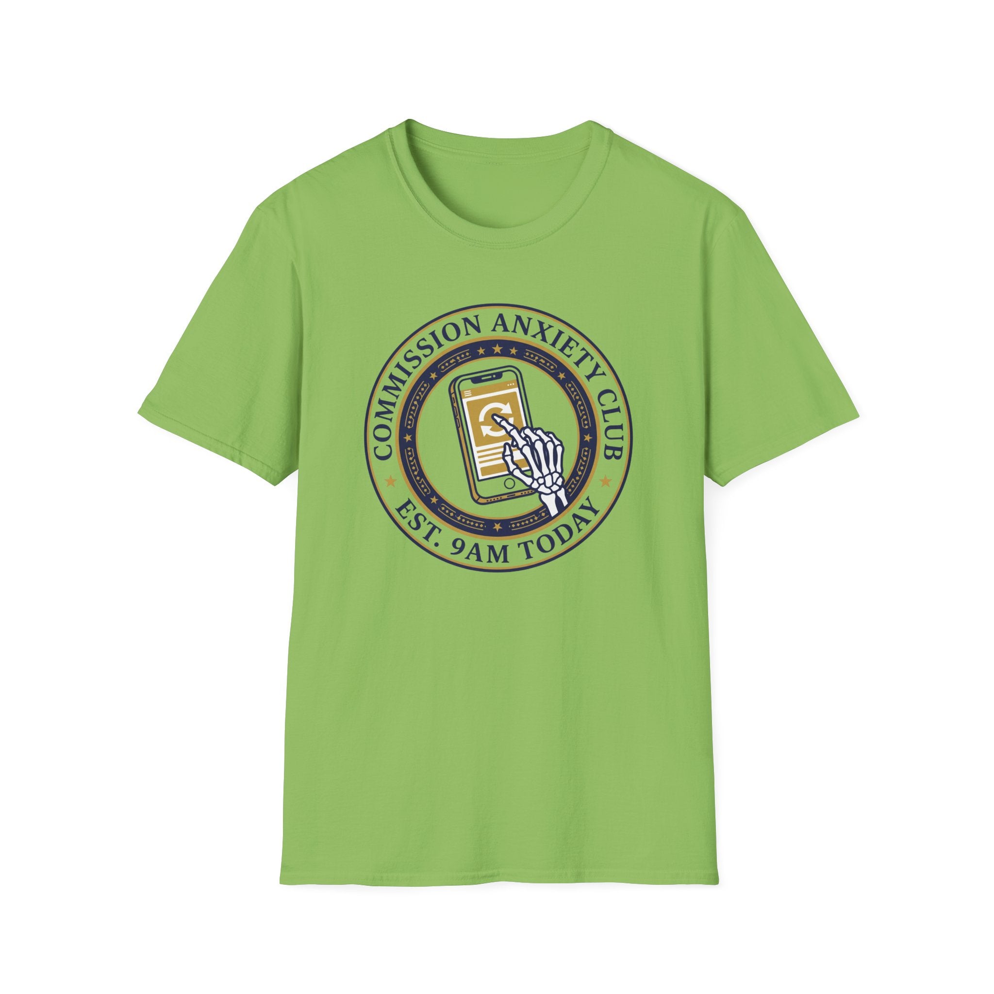 T-Shirt — "Commission Anxiety Club" Graphic Tee (Est. 9AM Today) — Artist Humor, Freelance & Creator Gift