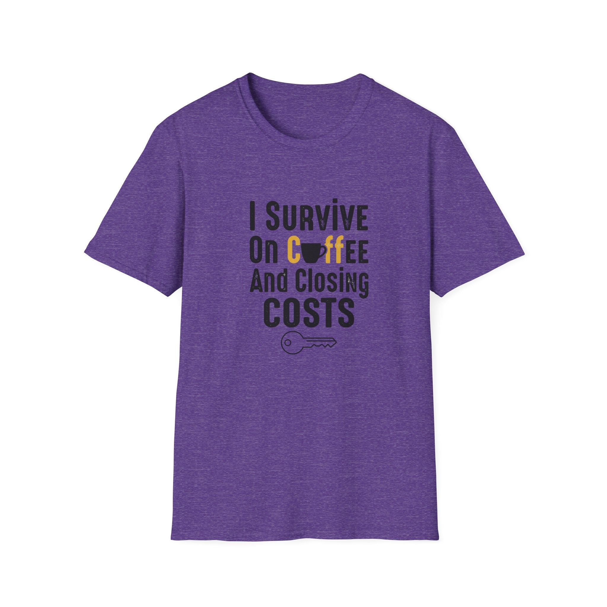 I Survive On Coffee And Closing Costs T-Shirt — Real Estate Agent Coffee Tee