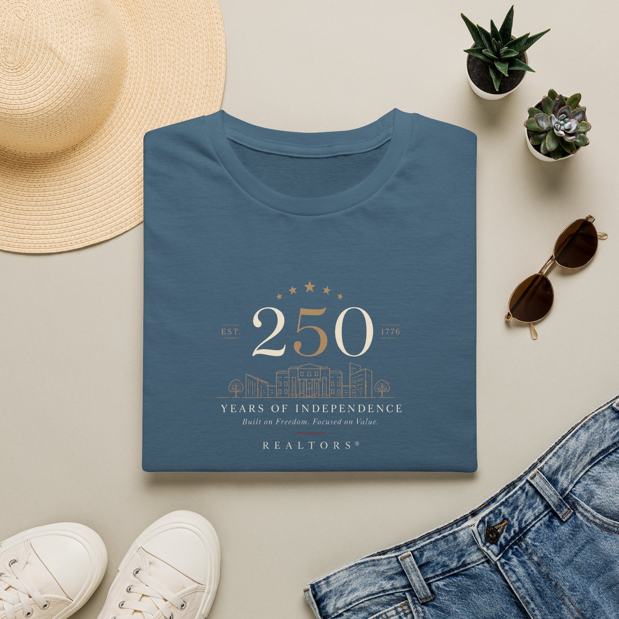 250th Anniversary T-Shirt — Minimal Gold '250' Celebration Tee