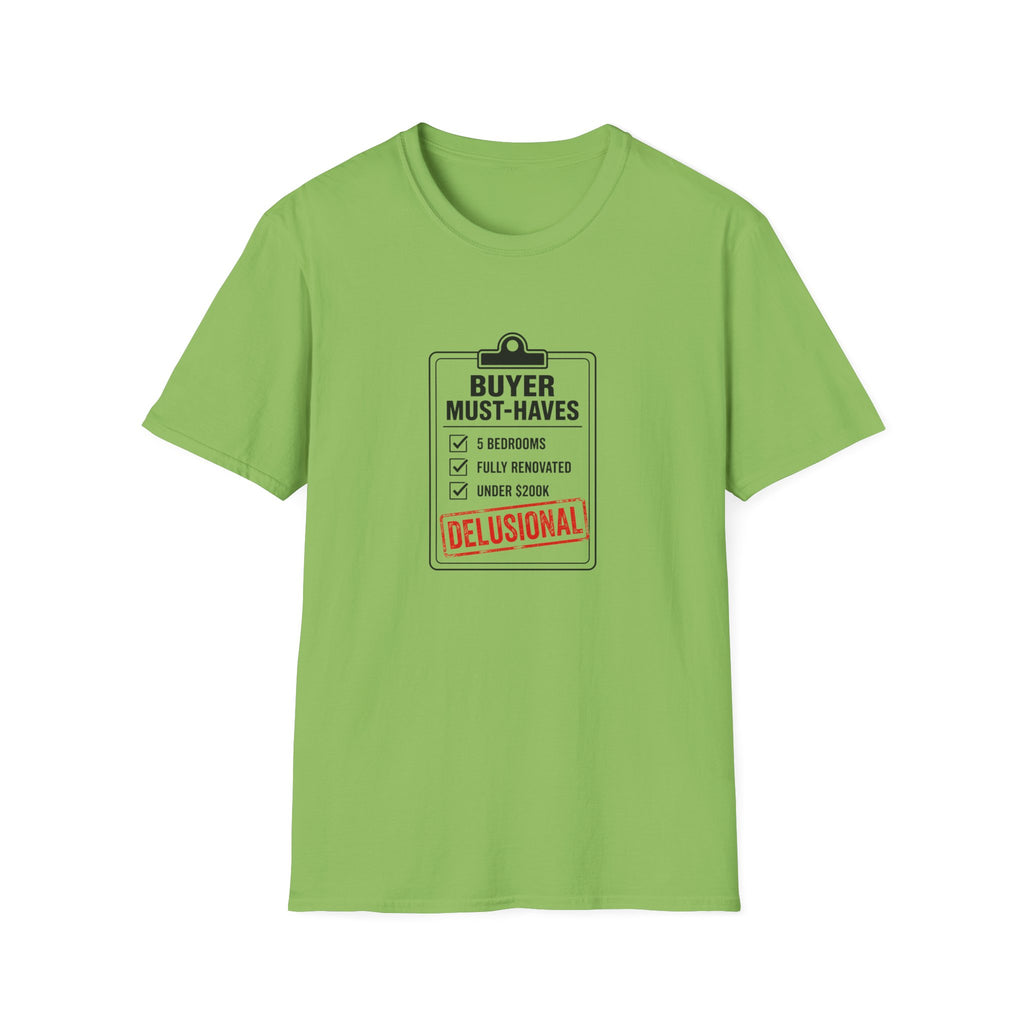T-Shirt — "Buyer Must-Haves" Real Estate Checklist Graphic Tee