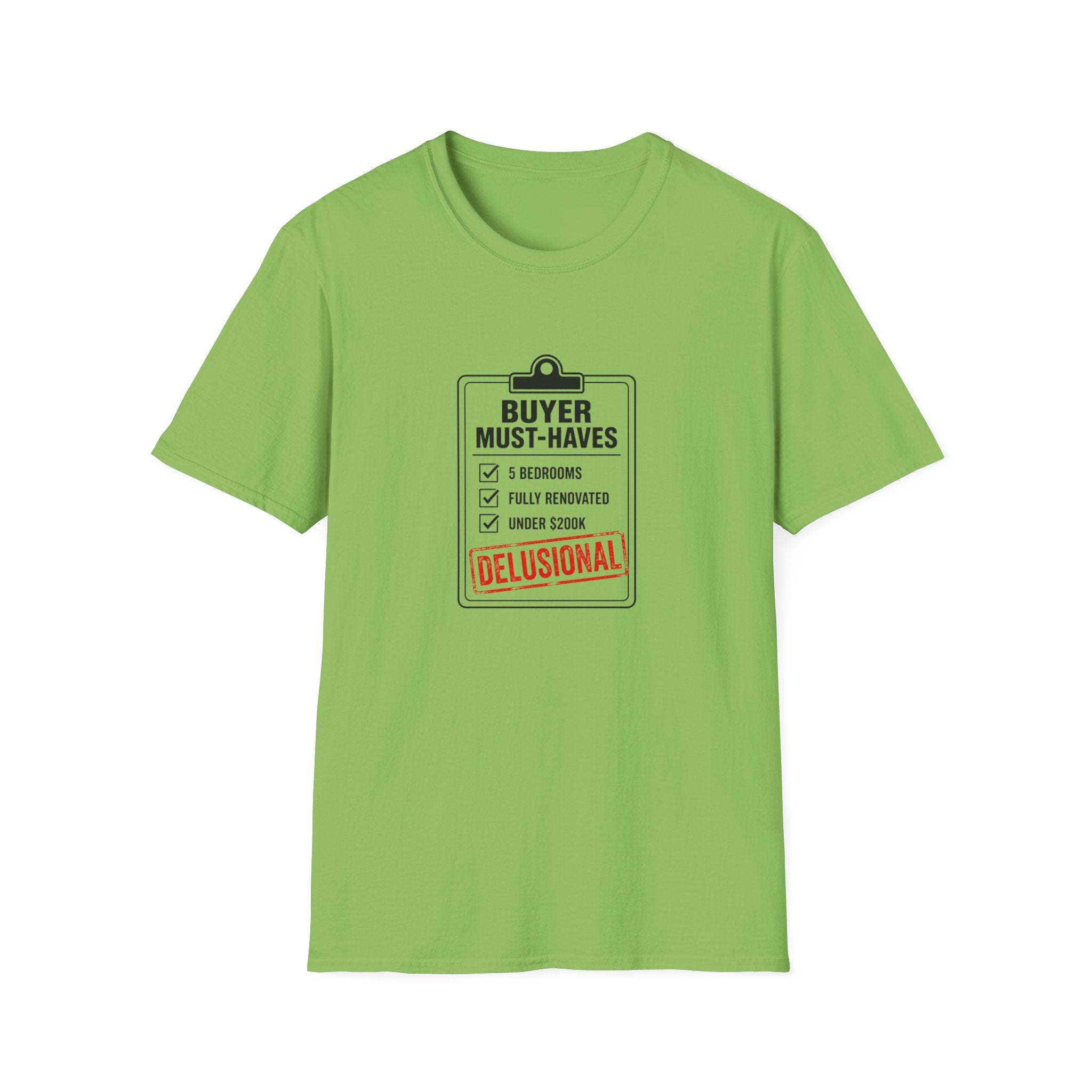T-Shirt — "Buyer Must-Haves" Real Estate Checklist Graphic Tee