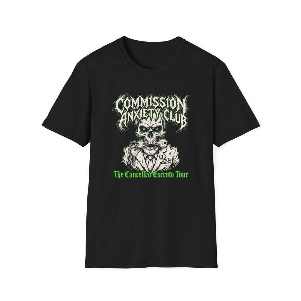 Commission Anxiety Club T‑Shirt — Skull Graphic Tee for Artists & Creators