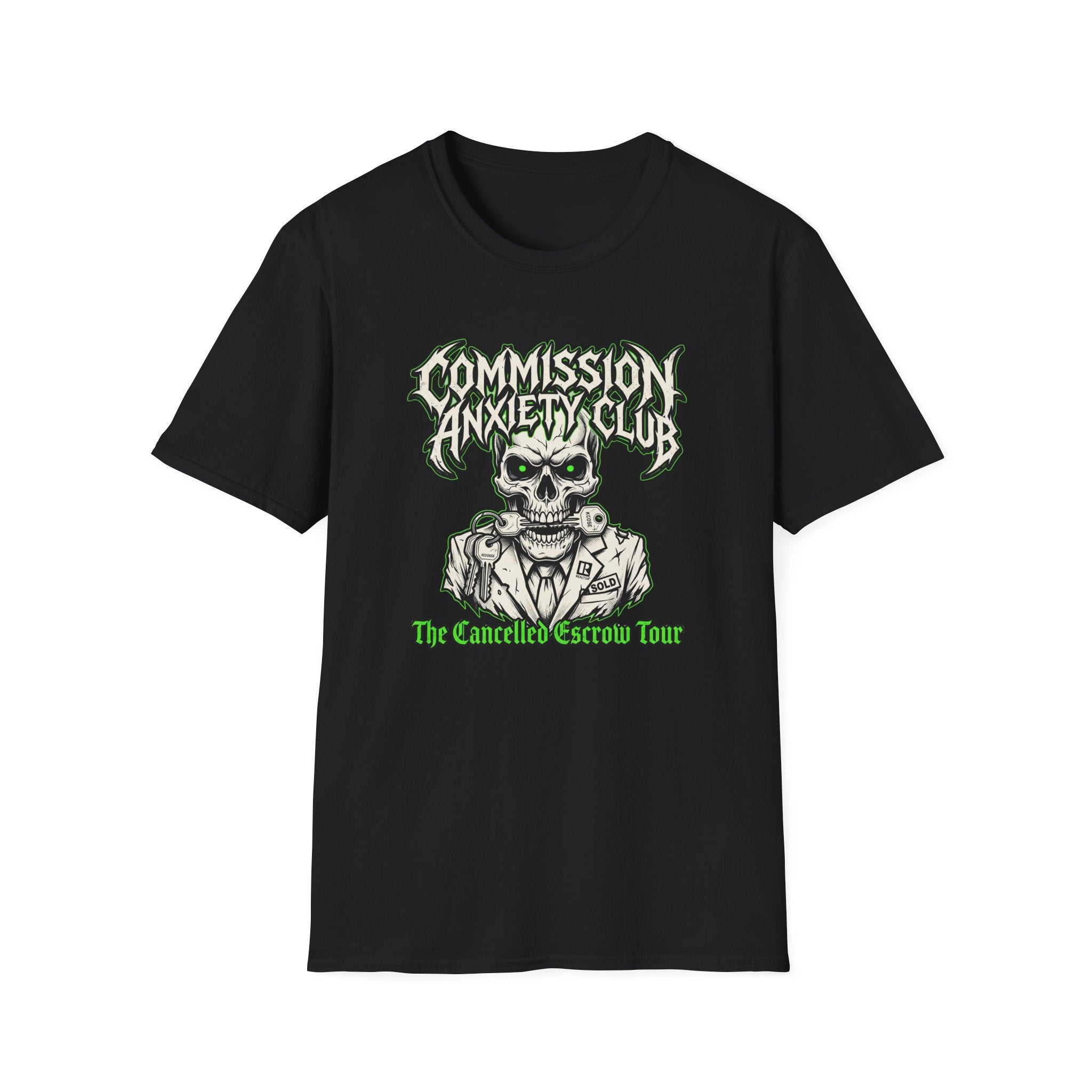 Commission Anxiety Club T‑Shirt — Skull Graphic Tee for Artists & Creators