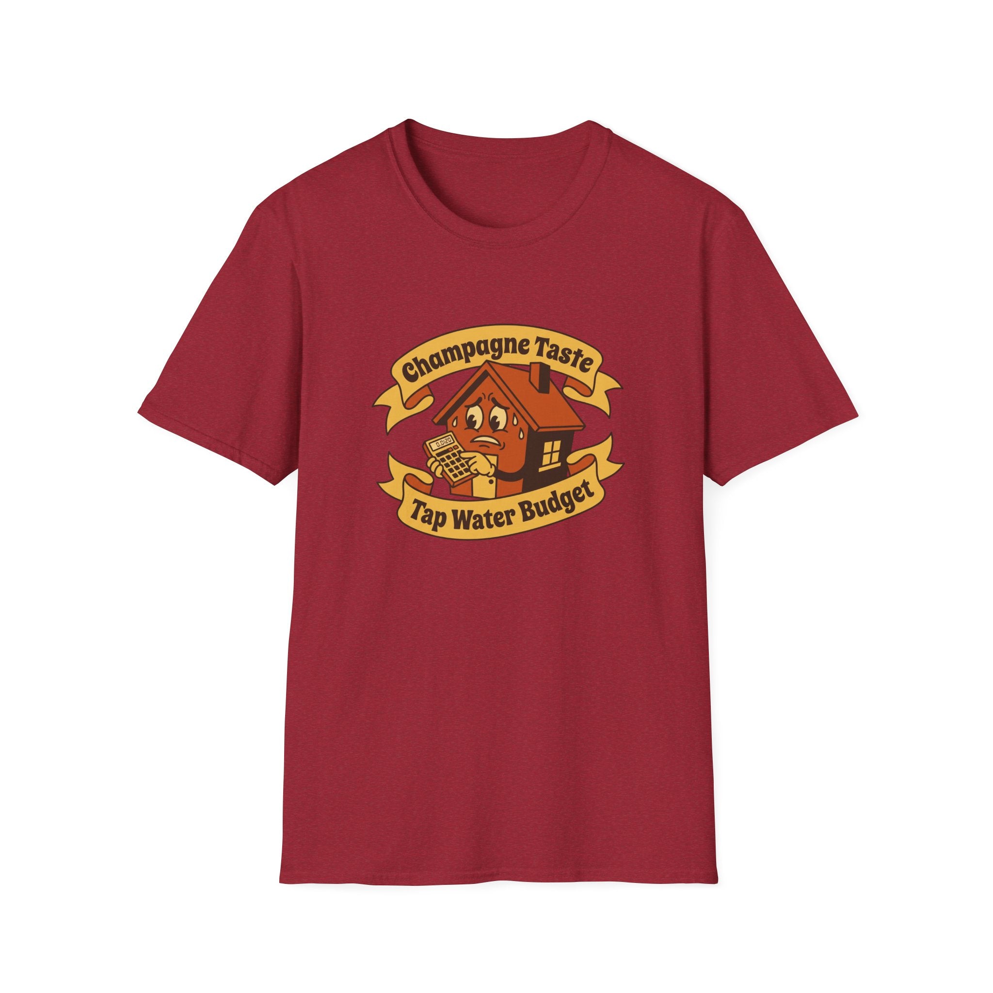 T-Shirt — "Champagne Taste, Tap Water Budget" Retro House Graphic Tee