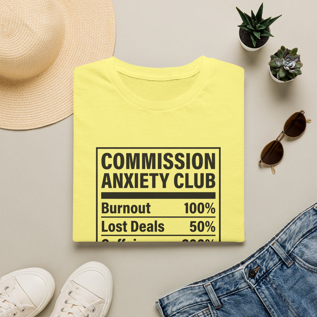 Commission Anxiety Club T-Shirt — Burnout 100%, Caffeine 200% Graphic Tee
