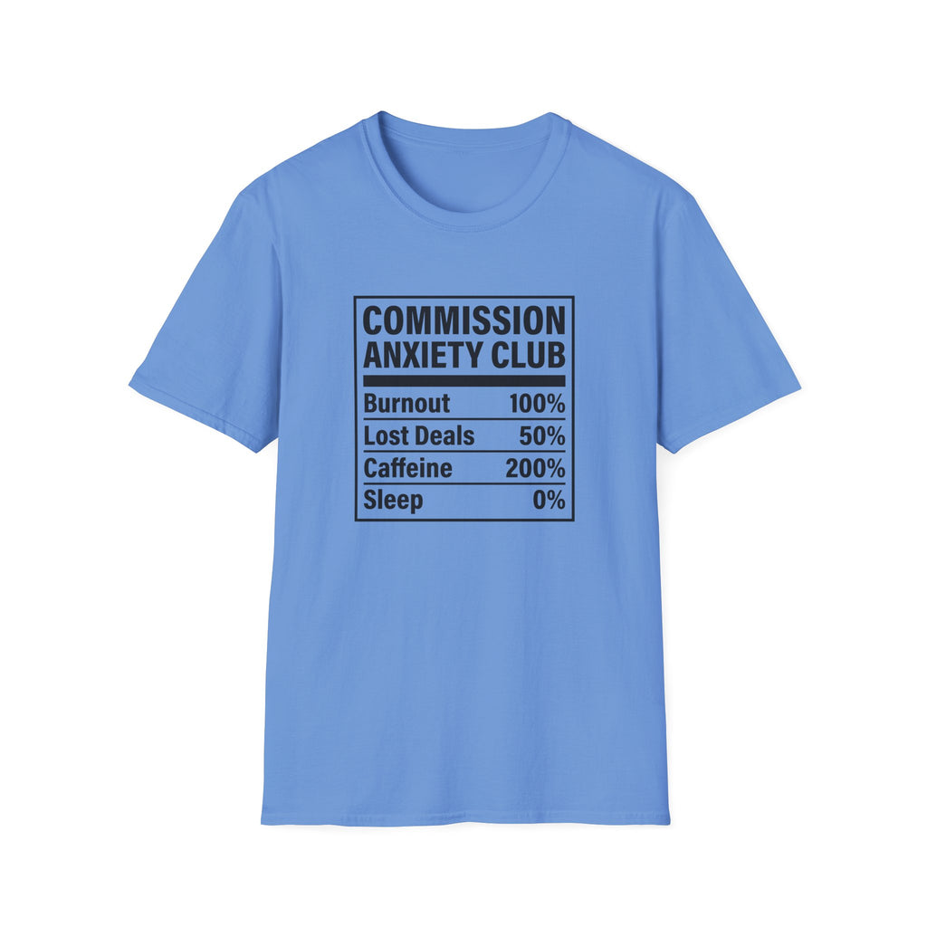 Commission Anxiety Club T-Shirt — Burnout 100%, Caffeine 200% Graphic Tee