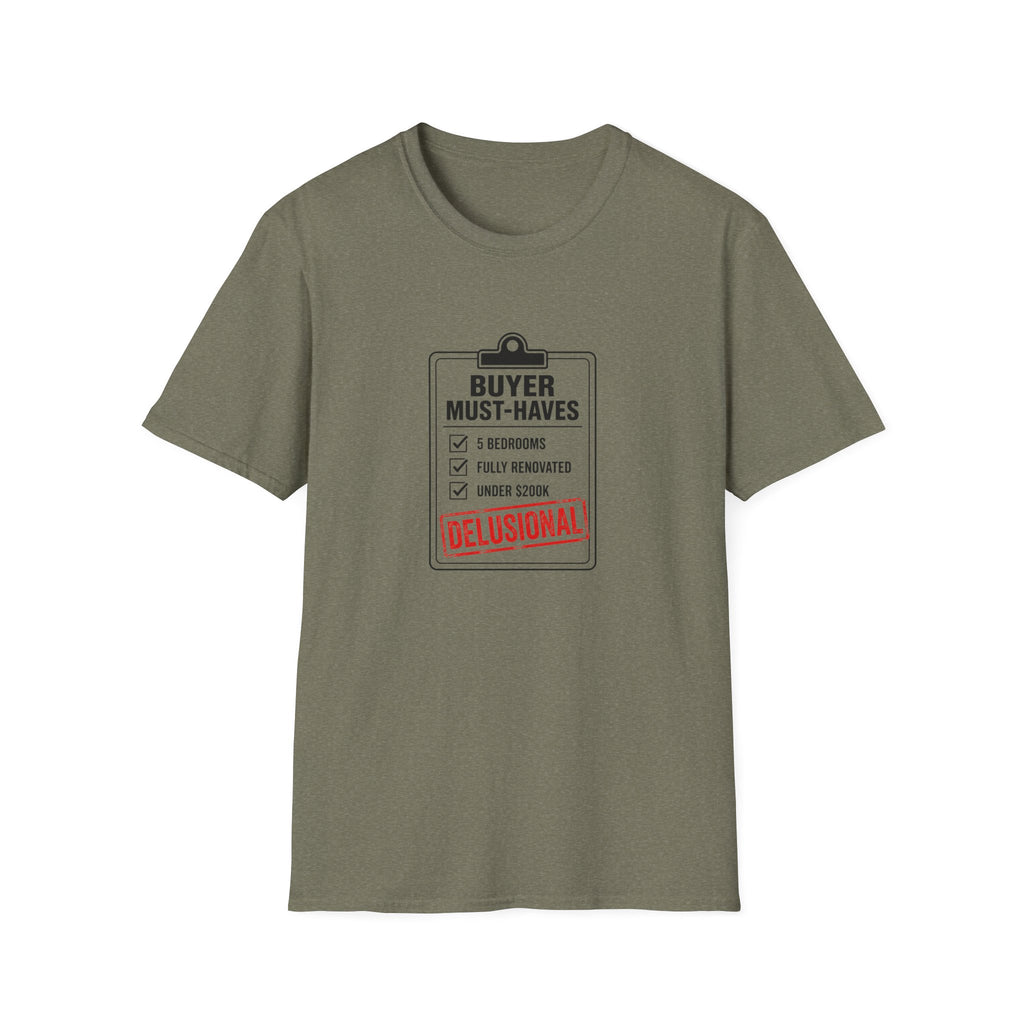 T-Shirt — "Buyer Must-Haves" Real Estate Checklist Graphic Tee