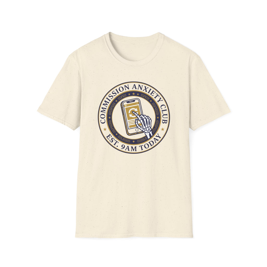 T-Shirt — "Commission Anxiety Club" Graphic Tee (Est. 9AM Today) — Artist Humor, Freelance & Creator Gift