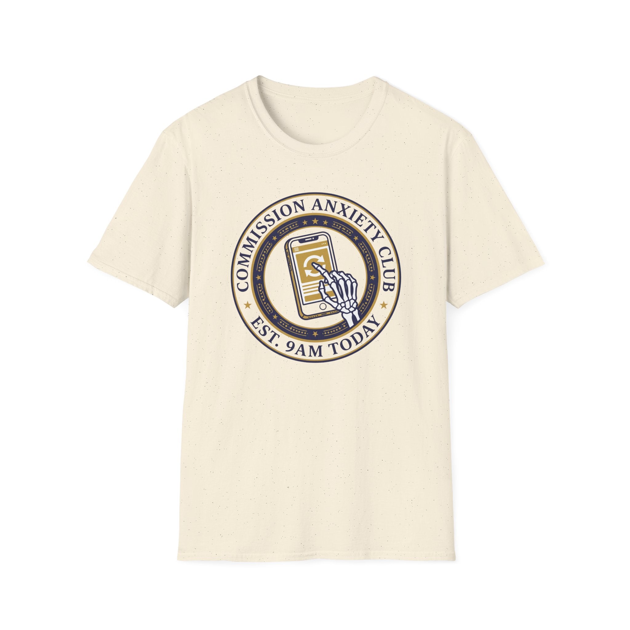 T-Shirt — "Commission Anxiety Club" Graphic Tee (Est. 9AM Today) — Artist Humor, Freelance & Creator Gift
