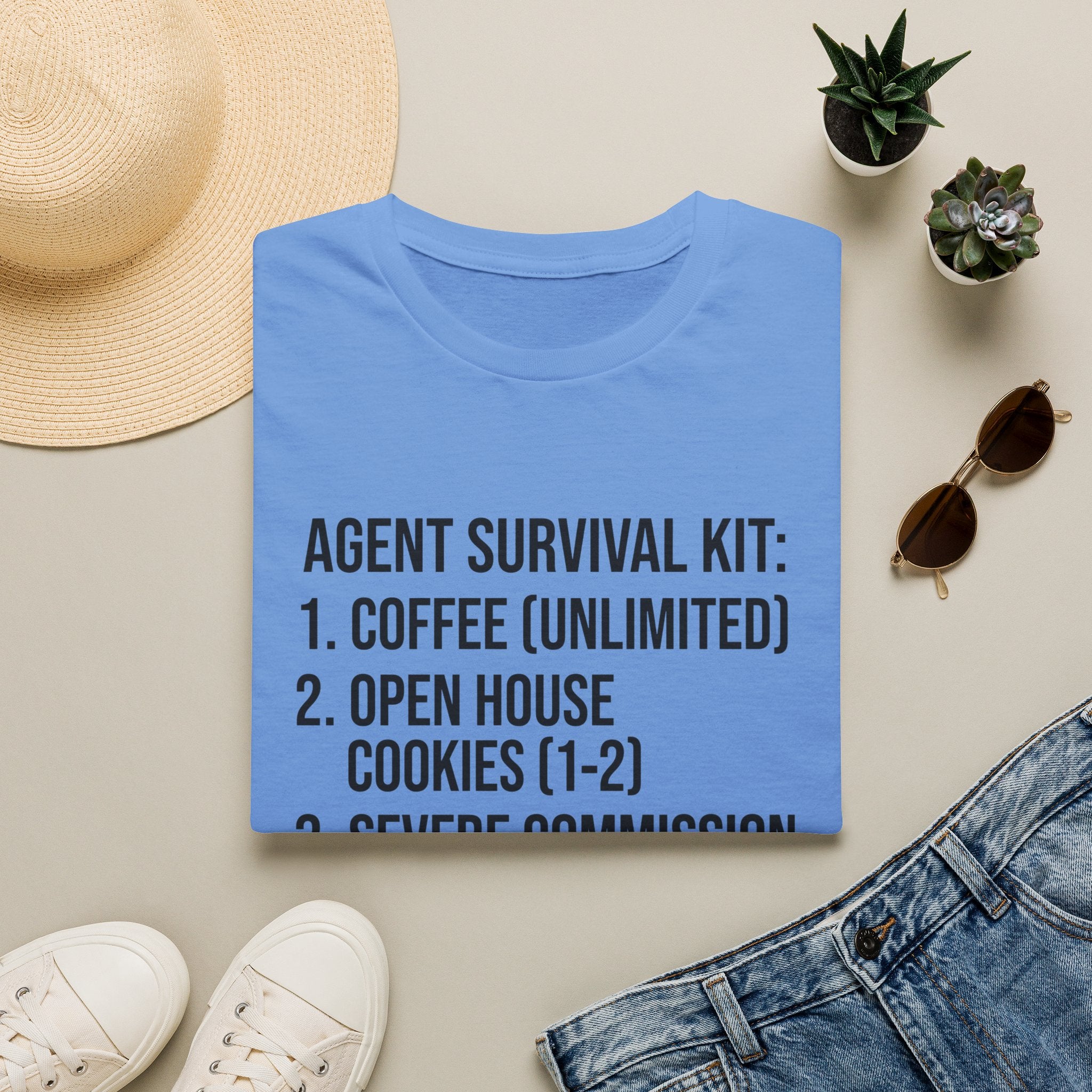 Agent Survival Kit T-Shirt — Funny Real Estate Agent Shirt (Coffee, Open House Cookies)