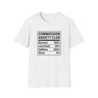 Commission Anxiety Club T-Shirt — Burnout 100%, Caffeine 200% Graphic Tee