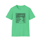 Commission Anxiety Club T-Shirt — Burnout 100%, Caffeine 200% Graphic Tee