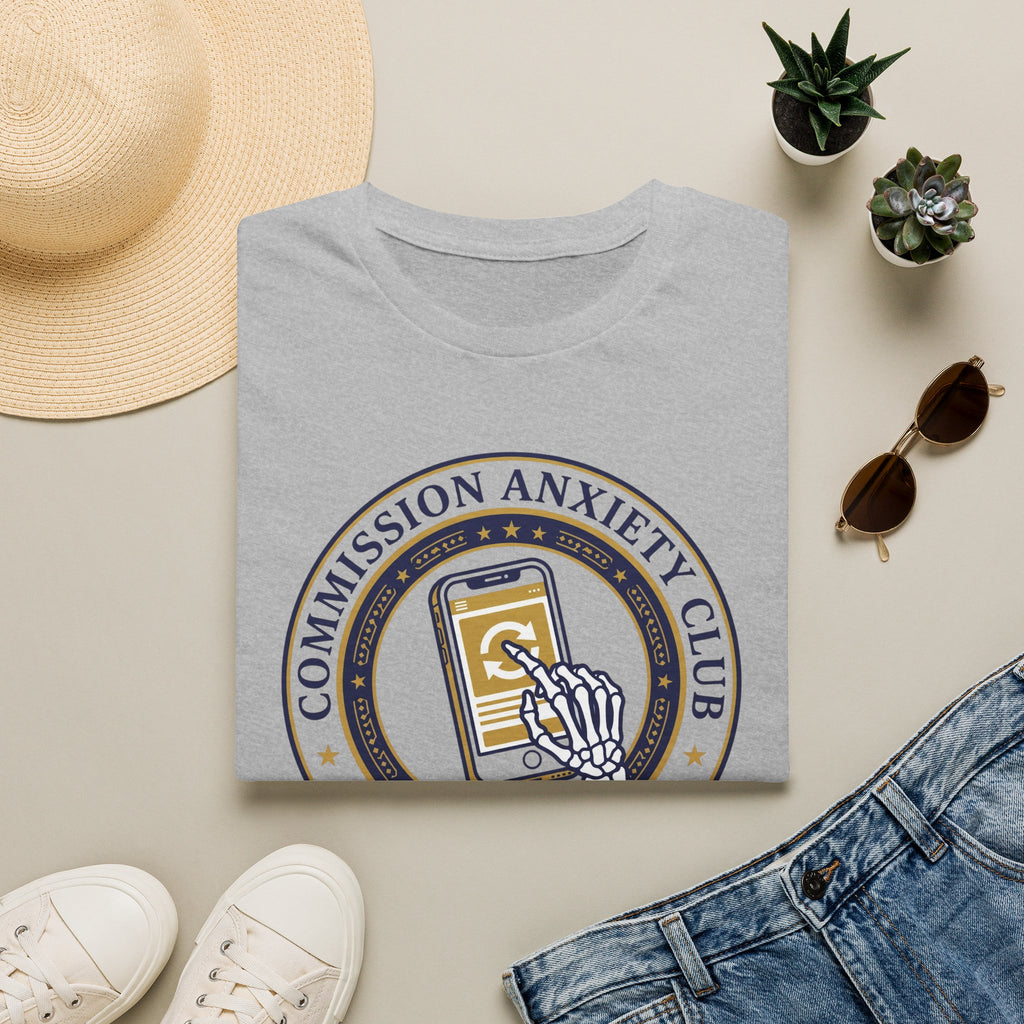 T-Shirt — "Commission Anxiety Club" Graphic Tee (Est. 9AM Today) — Artist Humor, Freelance & Creator Gift