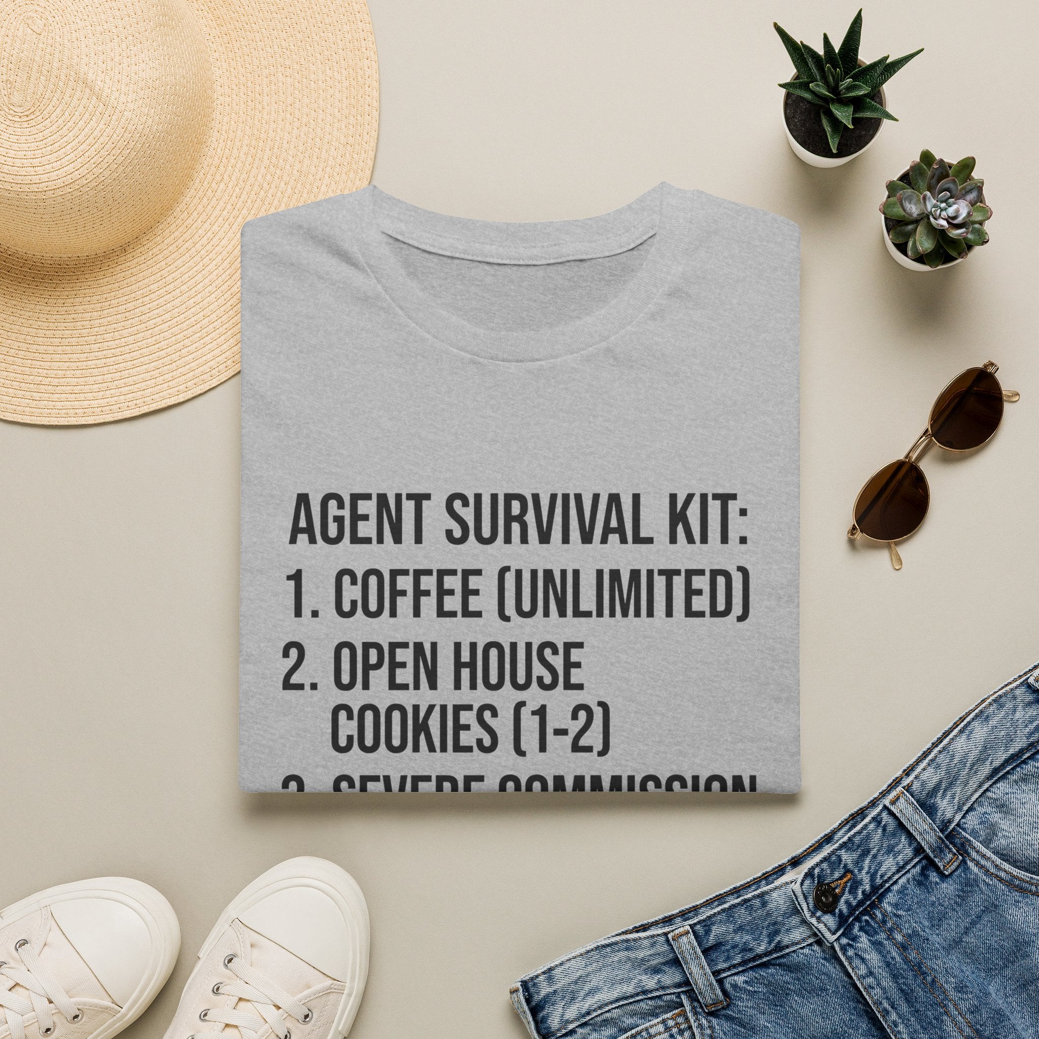 Agent Survival Kit T-Shirt — Funny Real Estate Agent Shirt (Coffee, Open House Cookies)